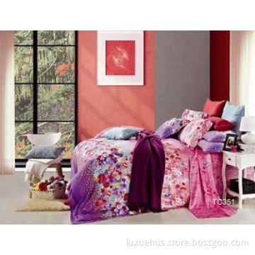 Warm Color Pattern Lyocell Bedding Sets Green Printed Feel